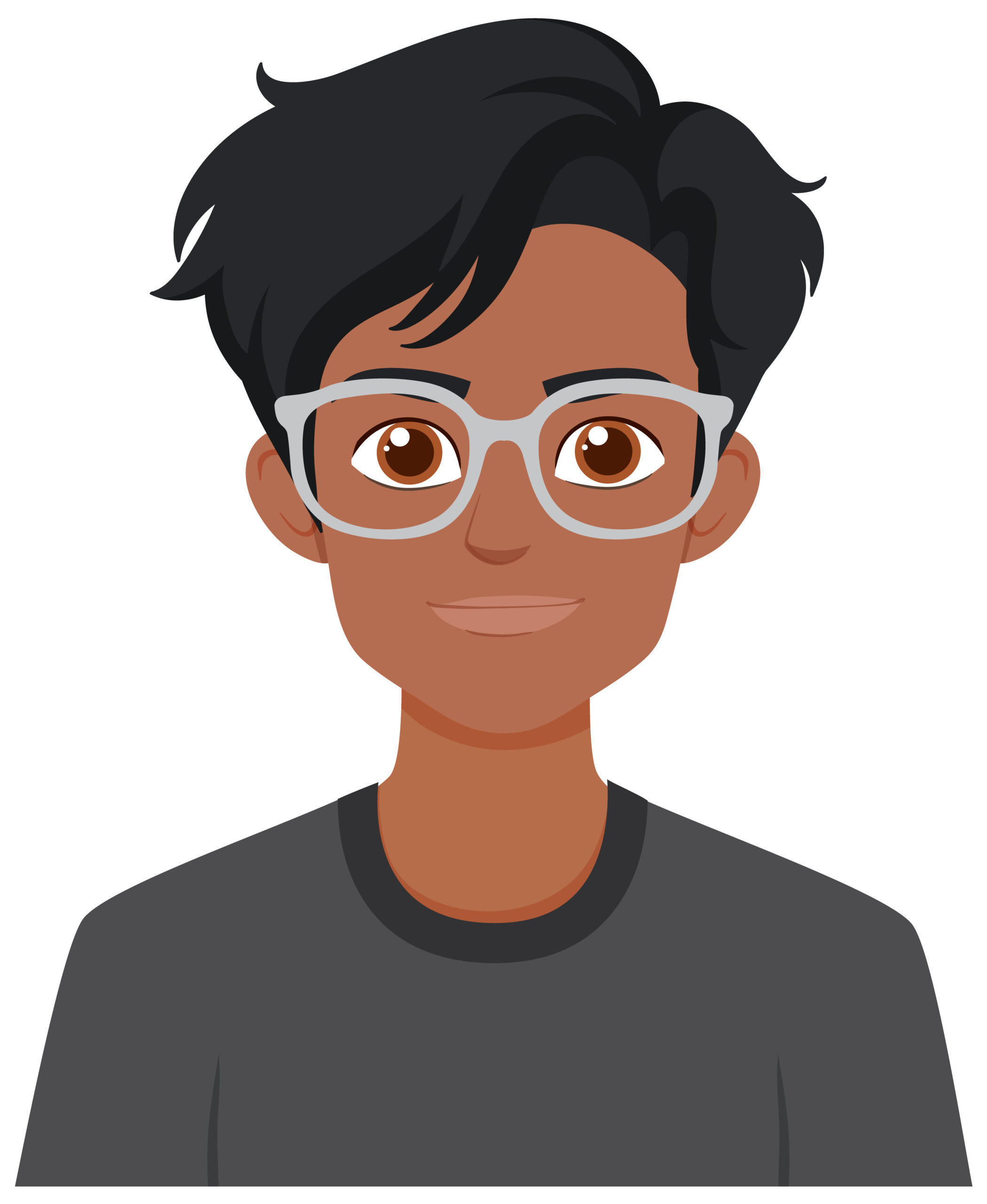 Smiling young man wearing glasses and a t-shirt